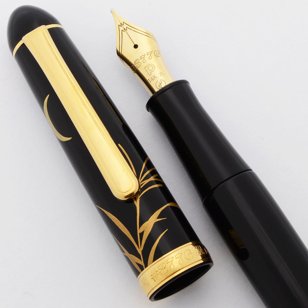 Platinum 3776 Maki-e Fountain Pen - Black with Moon and